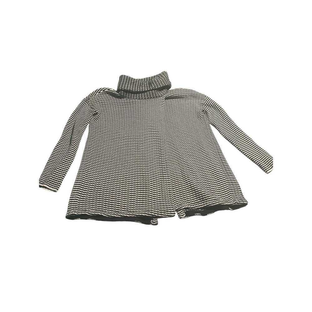 Cabi Fergiecotton striped turtle neck slit front and back knit sweater women's S